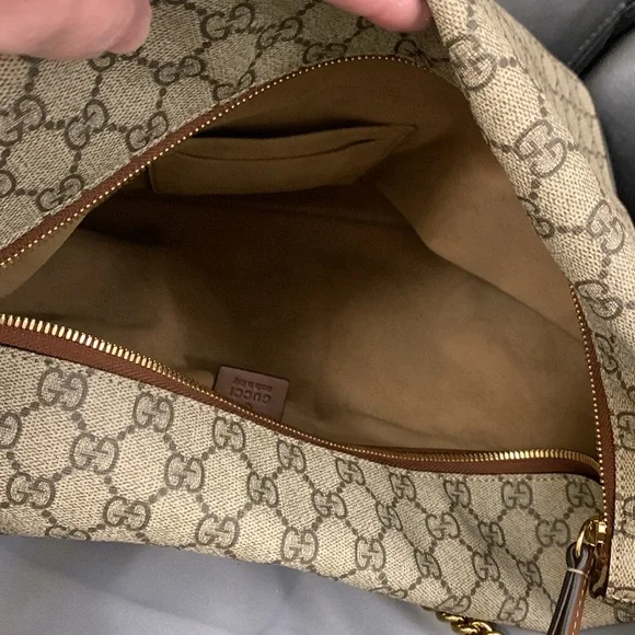 GG Supreme Monogram Large Linea A Hobo Light Brown - Picture 10 of 11